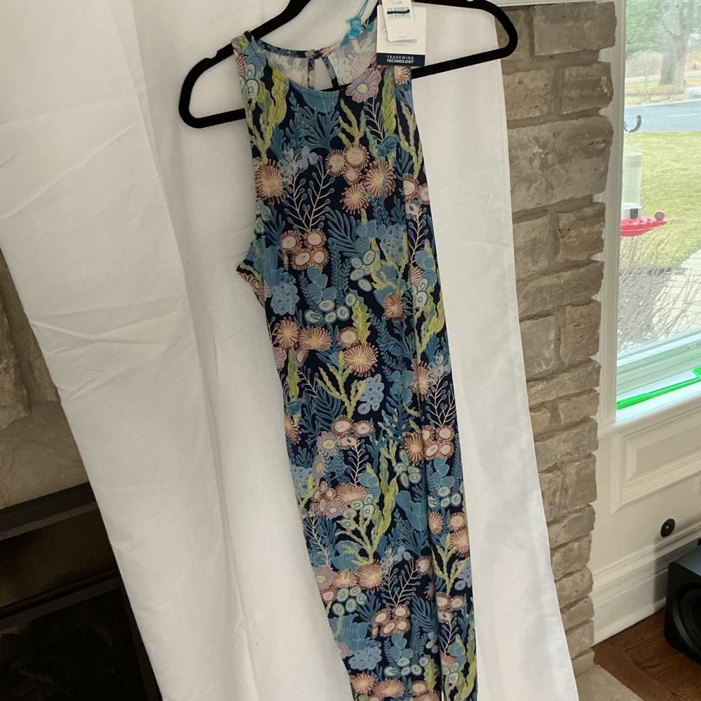 Tori Richard Blue Floral Sleeveless Dress